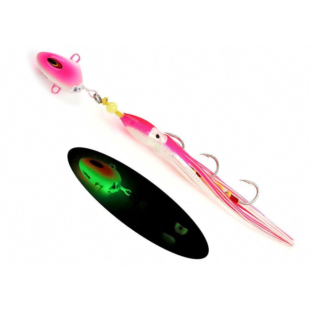 Glow Slow Pitch Jig with Squid Tail, 100–300 g (3.5–10.6 oz)