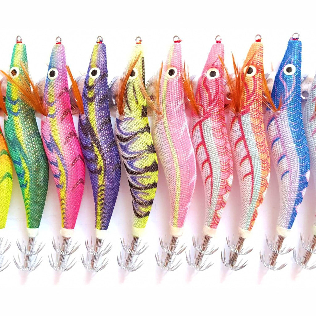 Glow Wood Shrimp Squid Jig, Sizes 2.5, 3.0, 3.5