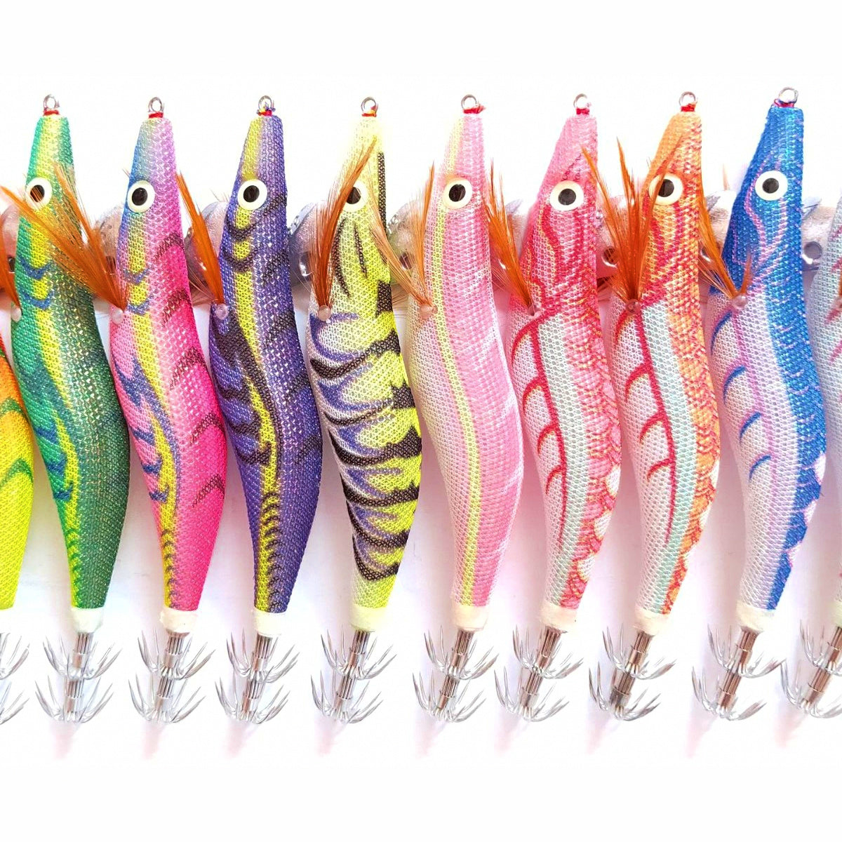 Glow Wood Shrimp Squid Jig, Sizes 2.5, 3.0, 3.5