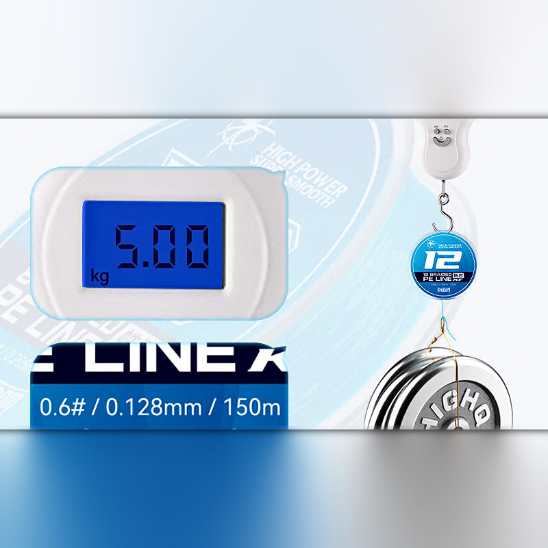 8 & 12 Strand PE Braided Fishing Line, Sky Blue, PE 0.6–2.0