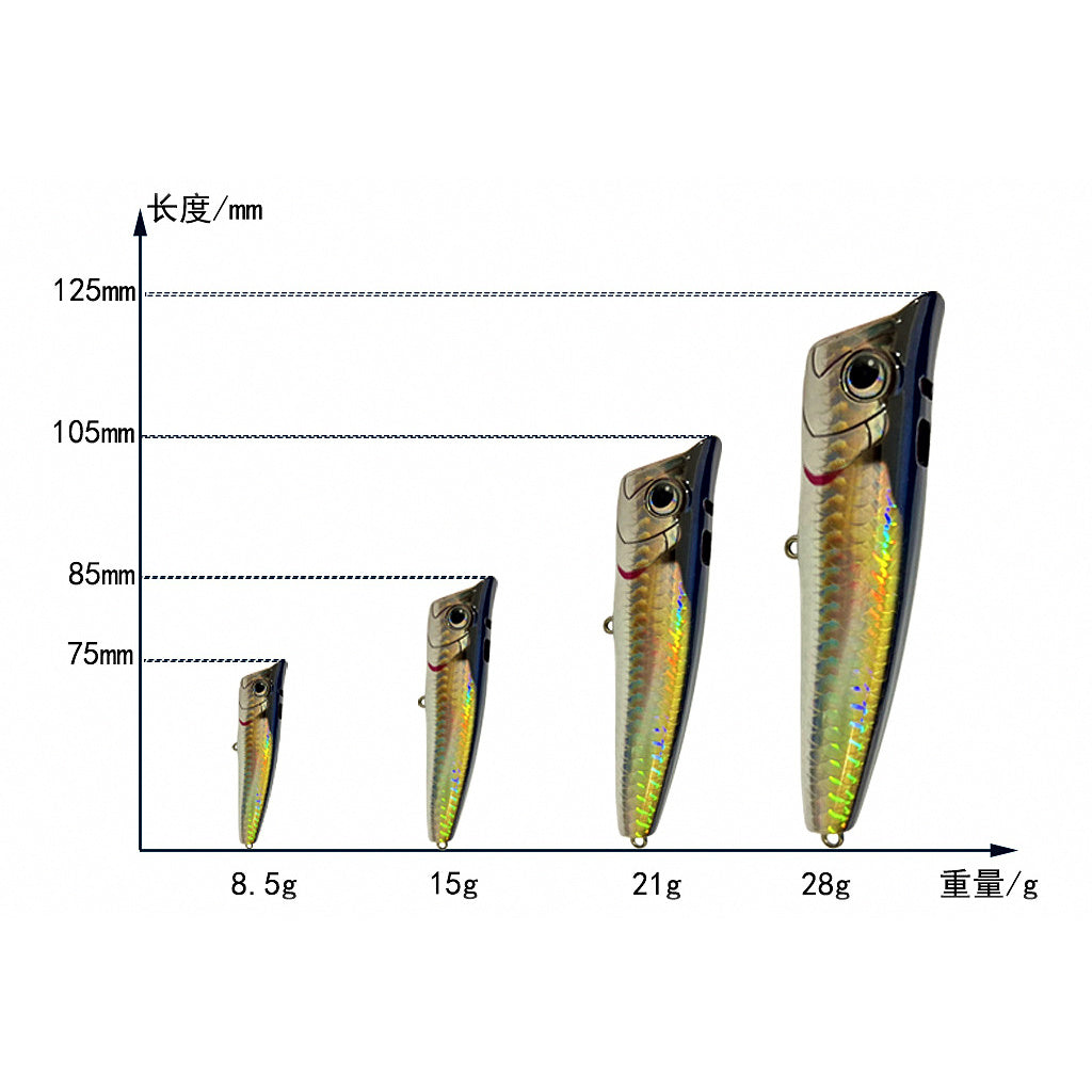 Walking Topwater Lure, 95 mm (3.7 in) 21 g (0.74 oz)