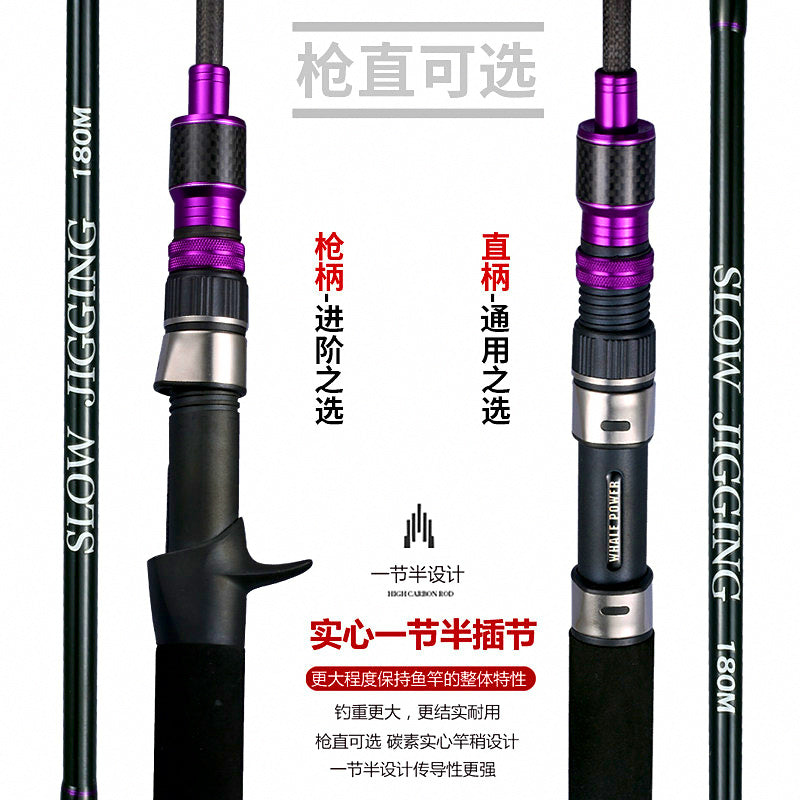 Slow Pitch Jigging Rod, Solid Carbon, 1.8–1.95 m (5.9–6.4 ft) – product photo