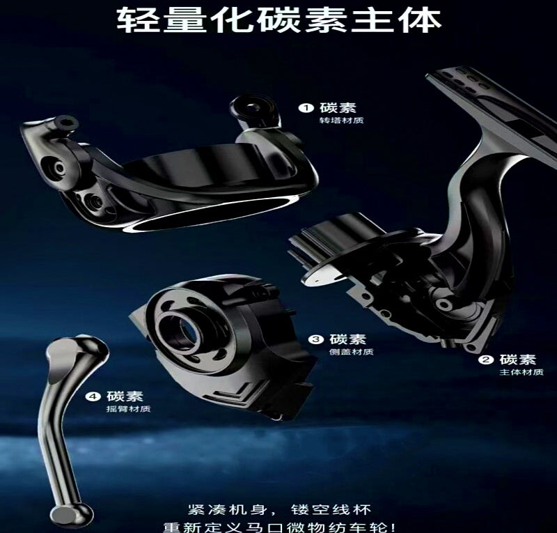 Full Carbon Shallow Spool Spinning Reel, 1500–4000 – product photo
