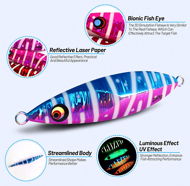 UV Glow Slow Pitch Jig, 150–200 g (5.3–7.1 oz) – product photo
