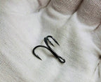 Black Nickel Treble Hooks with Barbs, Sizes 4–10, 10 Pack – product photo