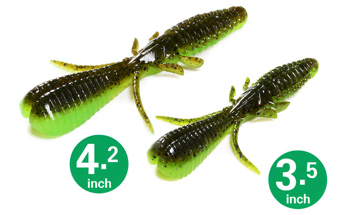 4.2 in Shrimp Soft Bait, 4-Pack, Texas Rig & Jig Trailer – product photo