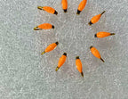 Black Head Orange Nymph Fly Set, Barbed, Sizes #8–#20 – product photo