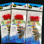 Red Skin Glow Bait Rig, 8 Barbed Hooks per Rig, Sizes 7–16 – product photo