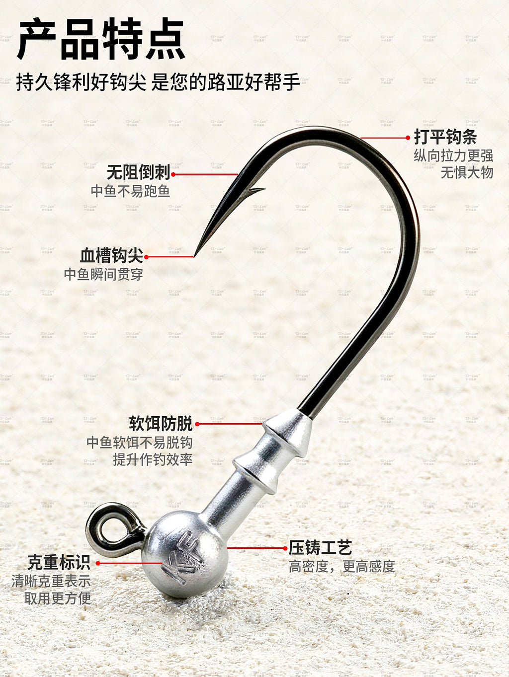 Lead Jig Head Hooks for Soft Baits, 1.8–3.5 g (0.06–0.12 oz) – product photo