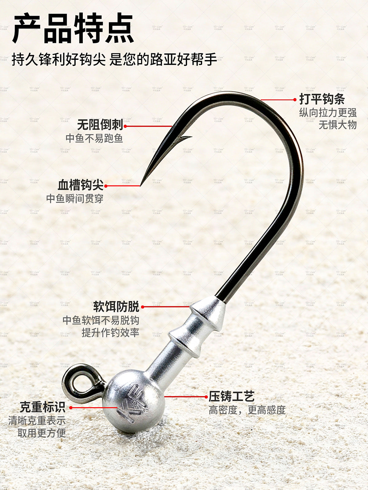 Lead Jig Head Hooks for Soft Baits, 1.8–3.5 g (0.06–0.12 oz) – product photo
