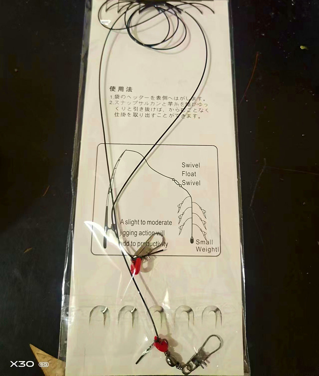 5-Hook Bait Rig with Barbed Hooks, Iseni/Maruseigo, #3–#20 – product photo