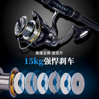 Full Metal Long Cast Spinning Reel, Front Drag, 3500–10000