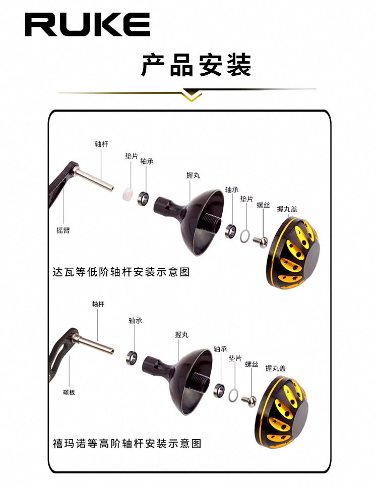 Aluminum Round Reel Handle Knob for Baitcasting & Spinning Reels – product photo