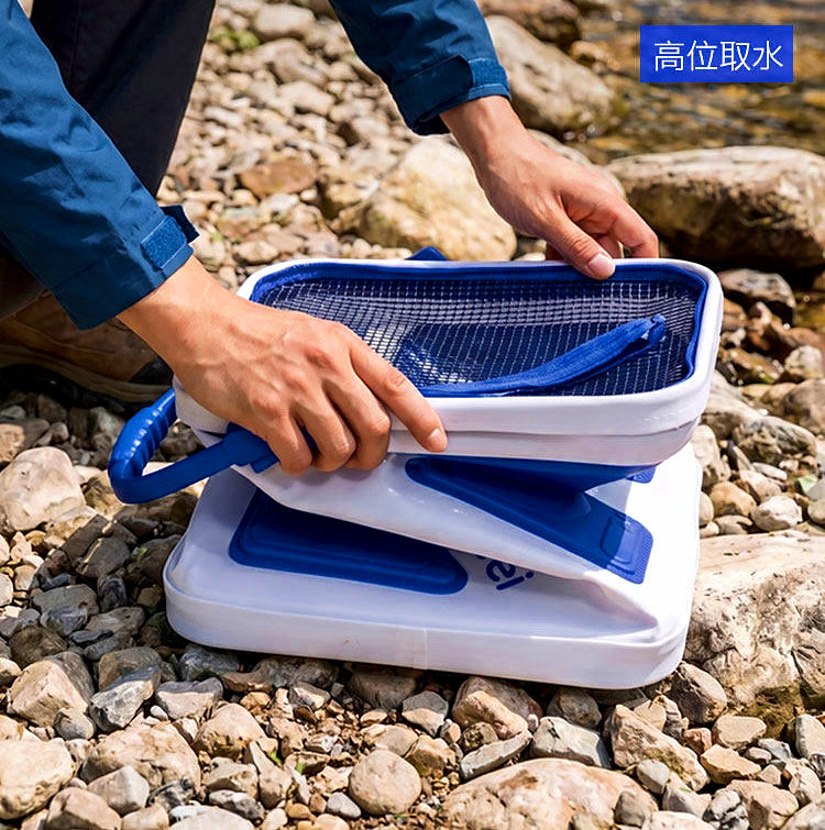 Foldable Fishing Water Bucket with Net Bag, PP, 20 or 24 cm – product photo