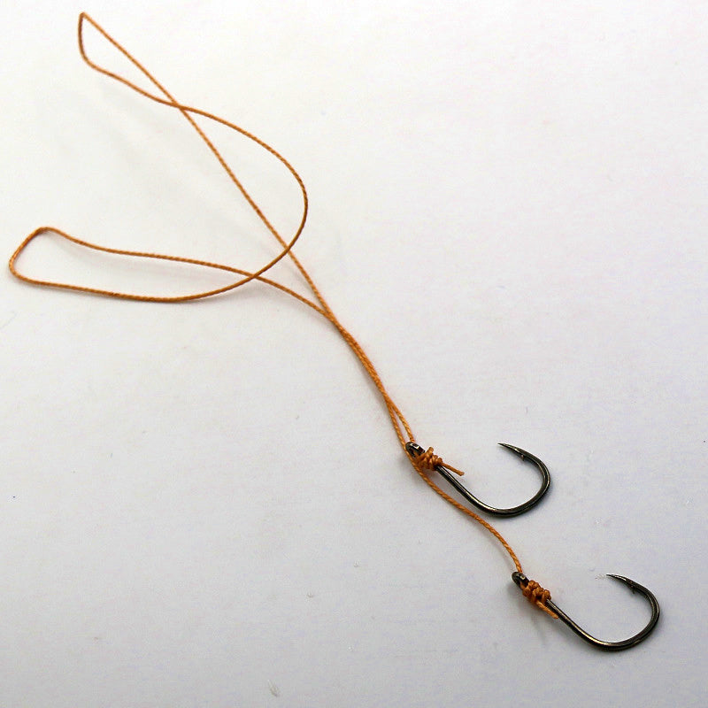 Pre-Tied Double Hook Rigs on PE Line, Long Shank, Sizes 5–13