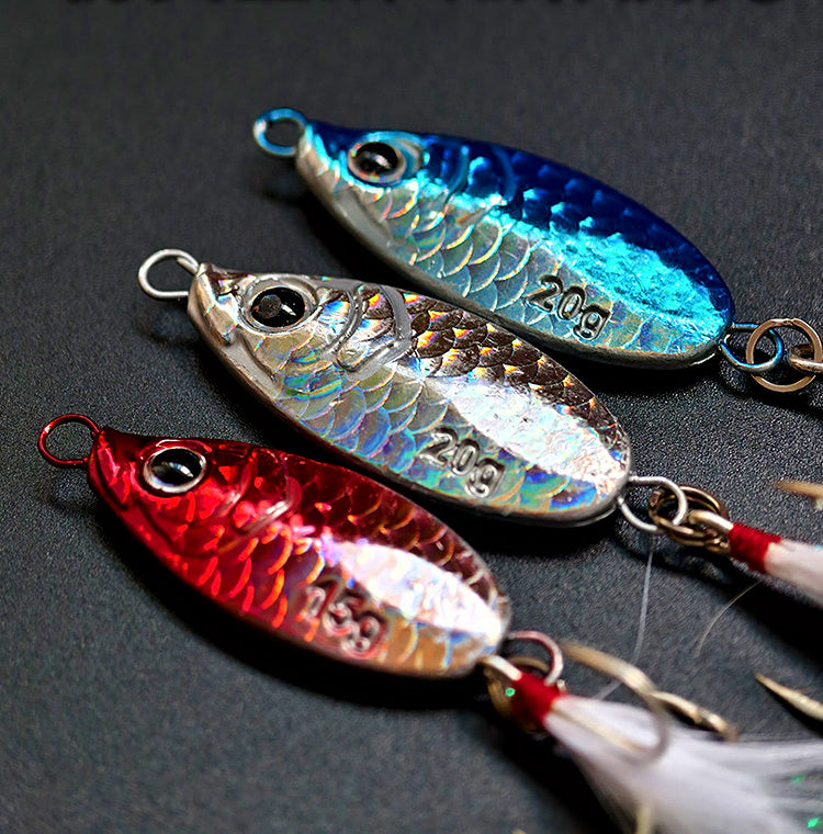 Thumb Metal Jig, Feathered Treble Hook, 5–20 g (0.18–0.71 oz)