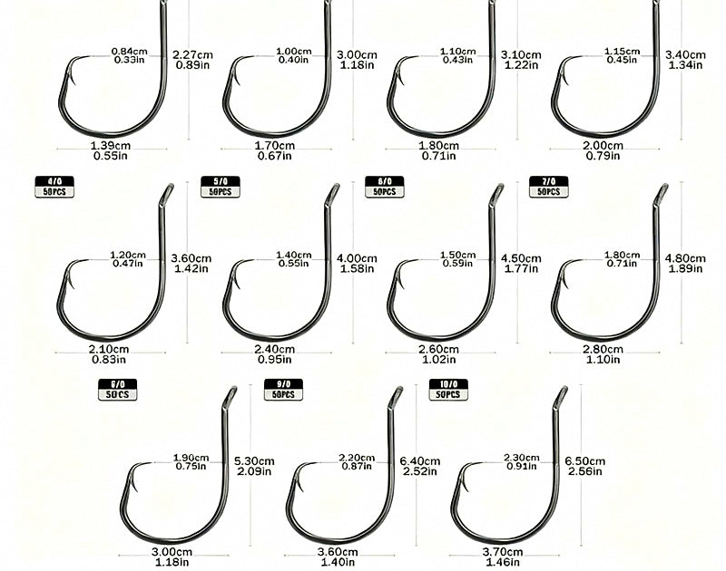 Black Octopus Hooks, High Carbon Steel, Barbed, Sizes 1 to 10/0 – product photo