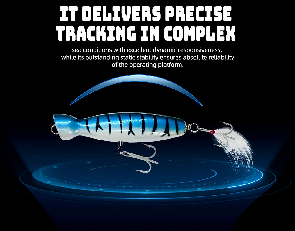 Topwater Trolling Lure, Wood-Style Hard Bait for Tuna & Bass – product photo