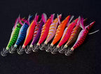 Wooden Shrimp Squid Jig Set, Glow Rattle Egi, 10 Pack – product photo
