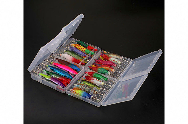 Clear Squid Jig & Wooden Shrimp Lure Storage Box, S/M – product photo