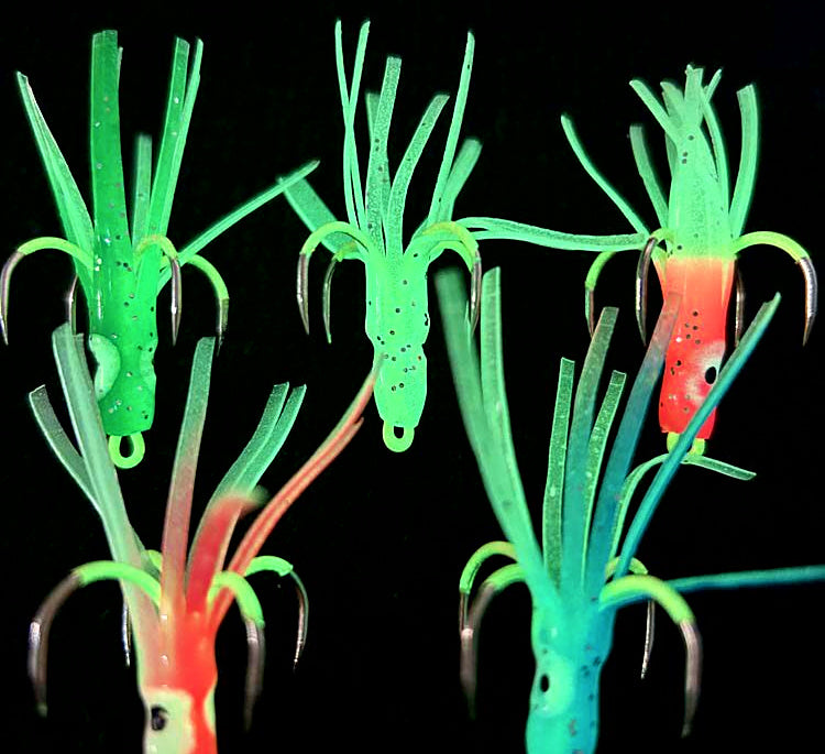 Glow Squid Jig, 4-Prong Barbless Hooks, 5 cm (2 in), 10 pcs – product photo