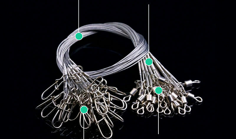 Stainless Steel Wire Leaders with Snaps, 150–250 mm (6–10 in) – product photo