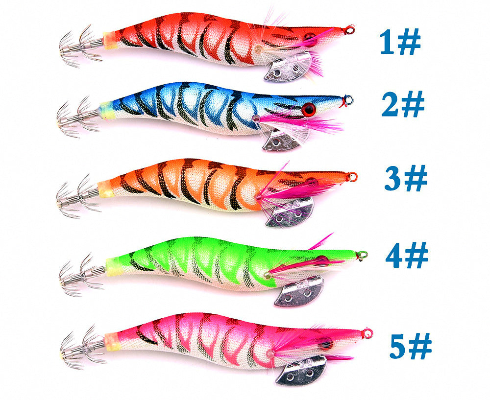 Wood Shrimp Lure Set, 5 Colors, Sizes 2.0 / 2.5 / 3.0 – product photo