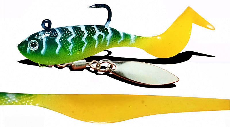 Curly Tail Soft Bait Jig Head with Spoon, 5.5 cm 8 g (0.28 oz) – product photo