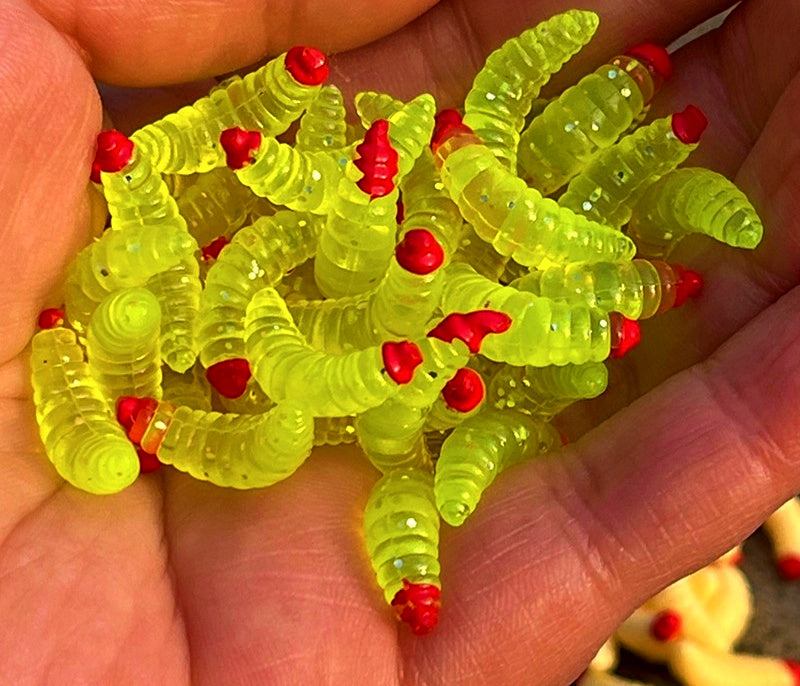 Mealworm Soft Bait Lures, Red Head, 100 pc Box – product photo