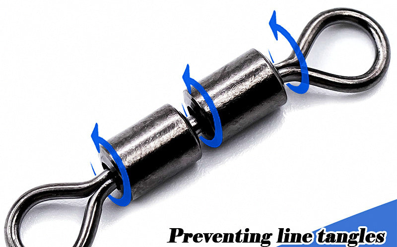 Black Double Joint Fishing Swivels, 15-Pack, Sizes 12–4/0 – product photo