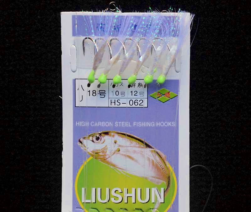 Fish Skin Sabiki Bait Rig, 6 or 8 Hooks, 10 Pack – product photo