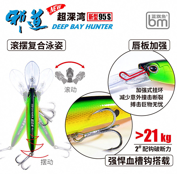 Long Lip Deep Diving Minnow Plug, 9.5–12 cm (3.7–4.7 in) – product photo