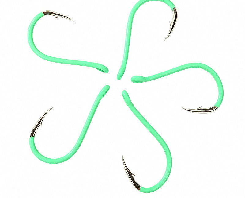 Glow Green Iseni Hooks, Barbed with Tube, Size #0.8–#15 – product photo