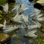 White Feather Treble Hooks, Barbed, Blood Groove, Size 1–12