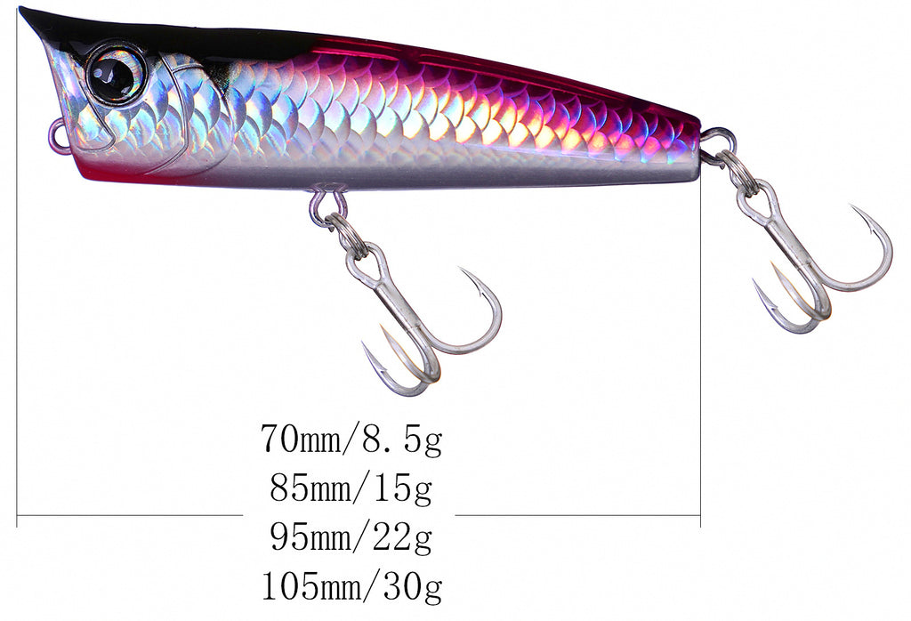 Saltwater Popper Lure, 75–105 mm, 8.5–30 g (0.3–1.1 oz) – product photo