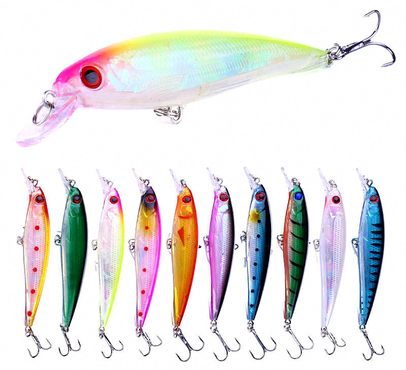 Floating Minnow Lure, 11 cm (4.3 in) 13.4 g (0.47 oz), 10-Color Set – product photo