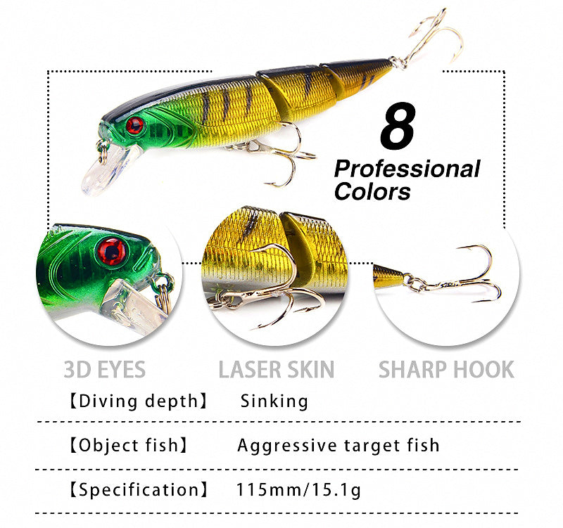3-Section Jointed Minnow Hard Bait, ABS – product photo