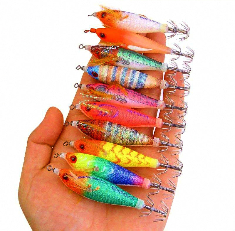 Wooden Shrimp Squid Jig, 8 cm (3.1 in), 5.8 g (0.2 oz) – product photo