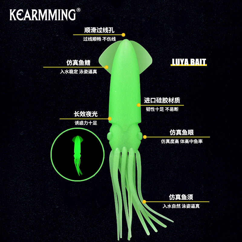Glow Octopus Squid Soft Lure, 5-Pack, 12 cm & 15 cm – product photo
