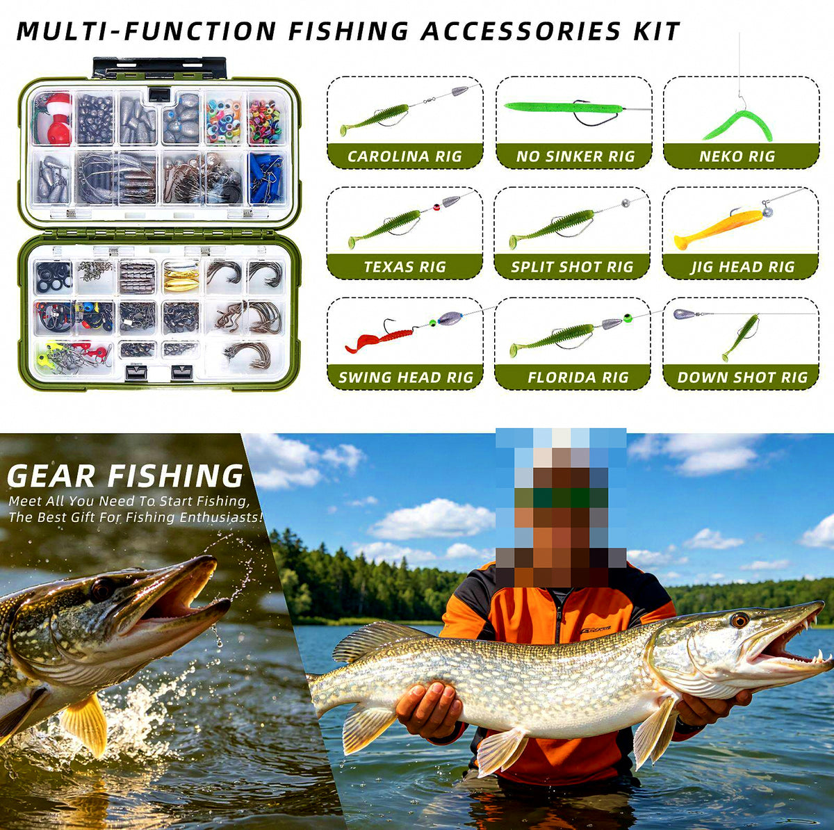 405-Piece Terminal Tackle Kit with Hooks, Sinkers, Swivels – product photo