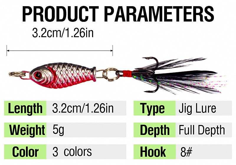 Micro Metal Jig with Feather, 3.2 cm / 5 g (1.3 in / 0.18 oz) – product photo