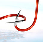 Red Barbed Offset Saltwater Hooks, Triangular Point – product photo