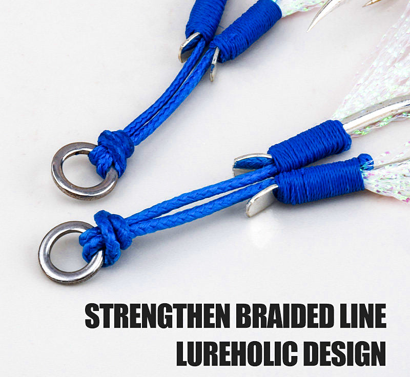 Double Assist Hooks, Blue PE Line, Sizes 1–4/0 – product photo