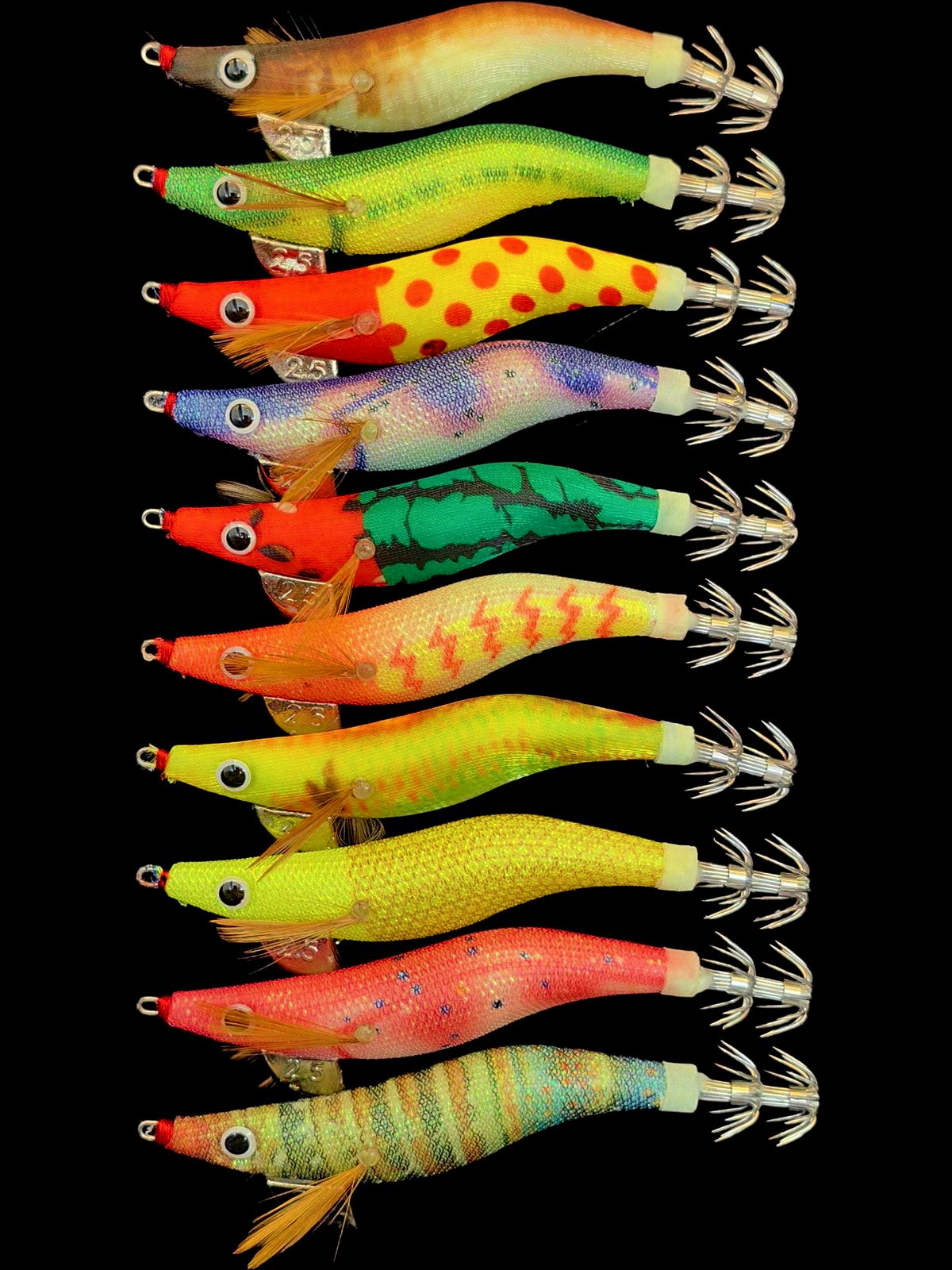 Glow Squid Jig, Shrimp Style with Rattle, Sizes 2.0–3.5 – product photo