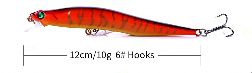 Minnow Hard Bait Lure, 12 cm (4.7 in) 10 g, 5-Color Set – product photo