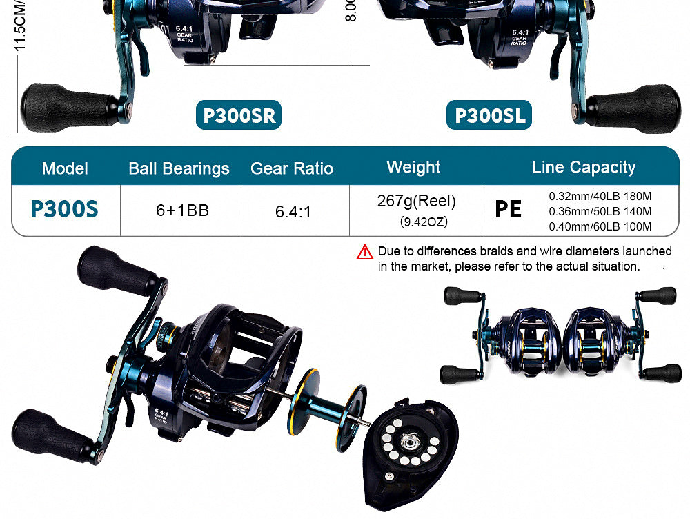 Deep Spool Spinning Reel, 6.4:1, Aluminum Frame, 6+1 Bearings – product photo
