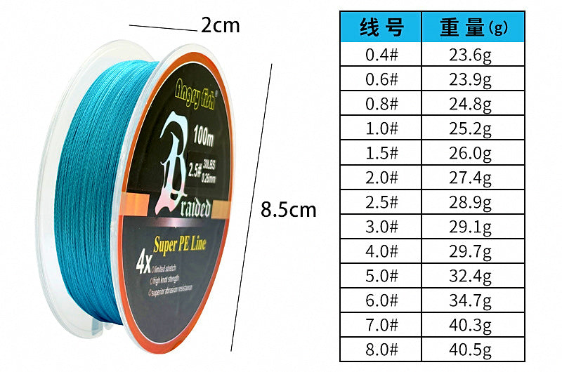4-Strand PE Braided Fishing Line, 100 m (109 yd) – product photo