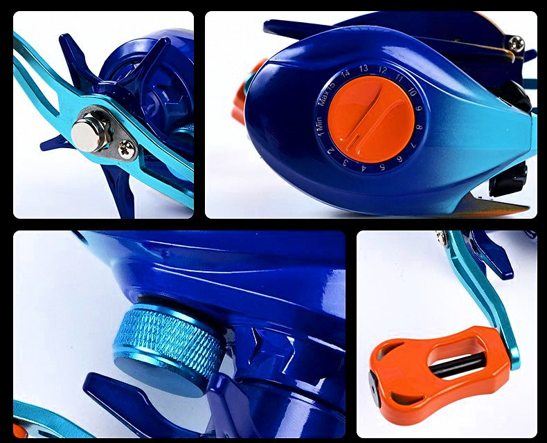 Sky Blue Baitcasting Reel, All-Metal, Left or Right Hand – product photo