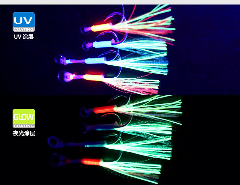 Luminous Single Jig Hook with Steel Wire, 1/0–4/0, 2 per Pack – product photo