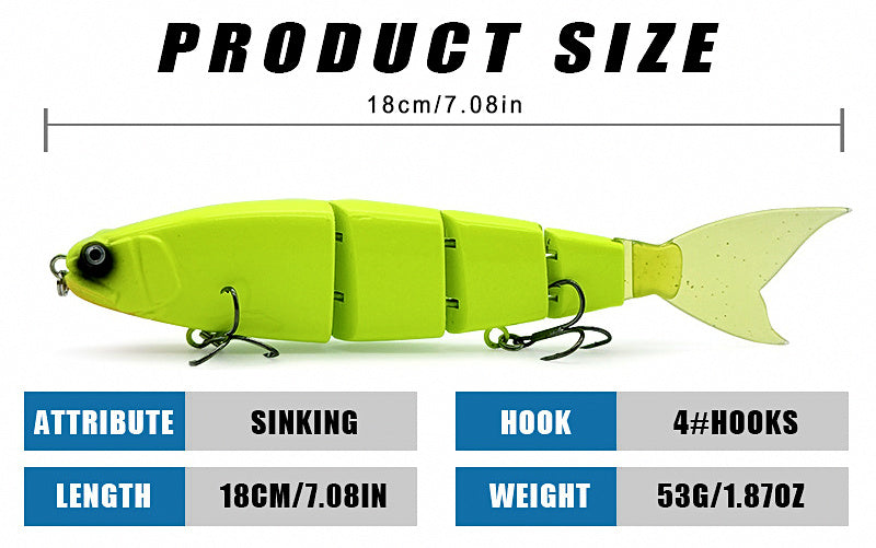 Jointed Swimbait, 4-Section Soft Tail, 53 g (1.9 oz) – product photo
